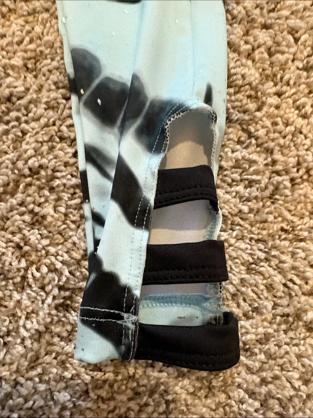 Justice Girls Black & Light Blue Tie-Dye Strappy Leggings